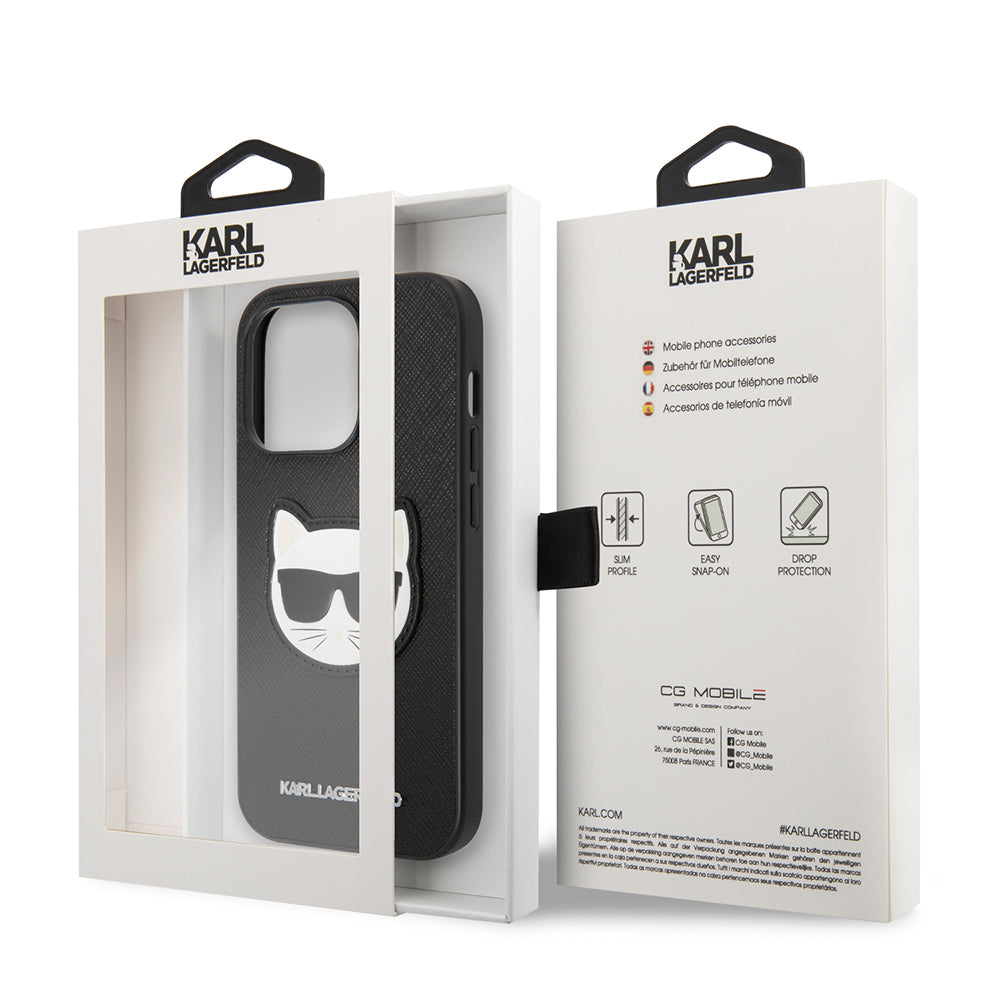 Etui na Apple iPhone 14 Pro Max, Karl Lagerfeld, Saffiano Choupette's Head, Czarne