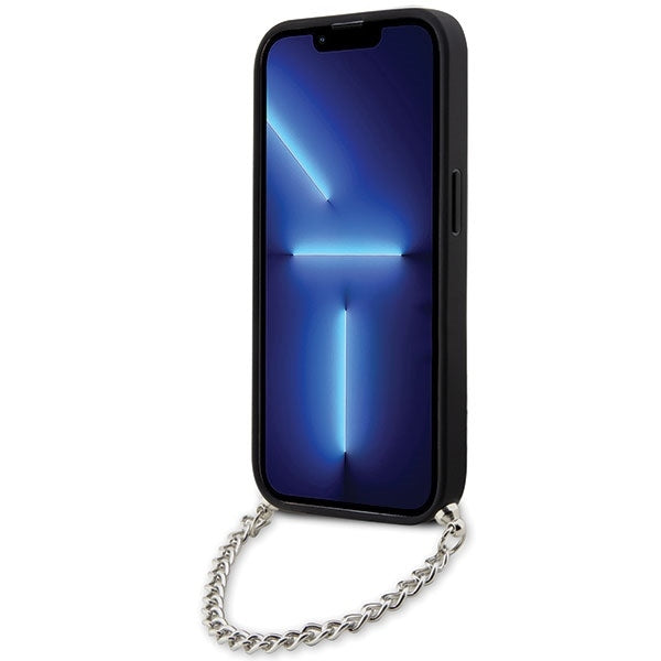 Etui na Apple iPhone 14 Pro Max, Karl Lagerfeld, Saffiano Monogram Chain, Srebrne