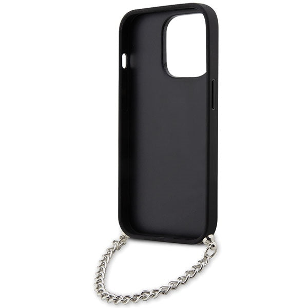 Etui na Apple iPhone 14 Pro Max, Karl Lagerfeld, Saffiano Monogram Chain, Srebrne