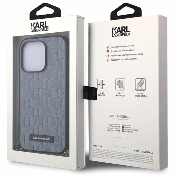 Etui na Apple iPhone 14 Pro Max, Karl Lagerfeld, Saffiano Monogram Chain, Srebrne