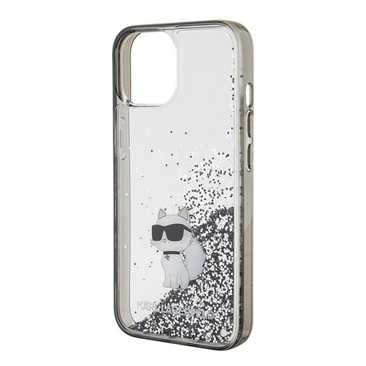 Etui na Apple iPhone 15 / 14 / 13, Karl Lagerfeld, Liquid Glitter Choupette, Przezroczyste