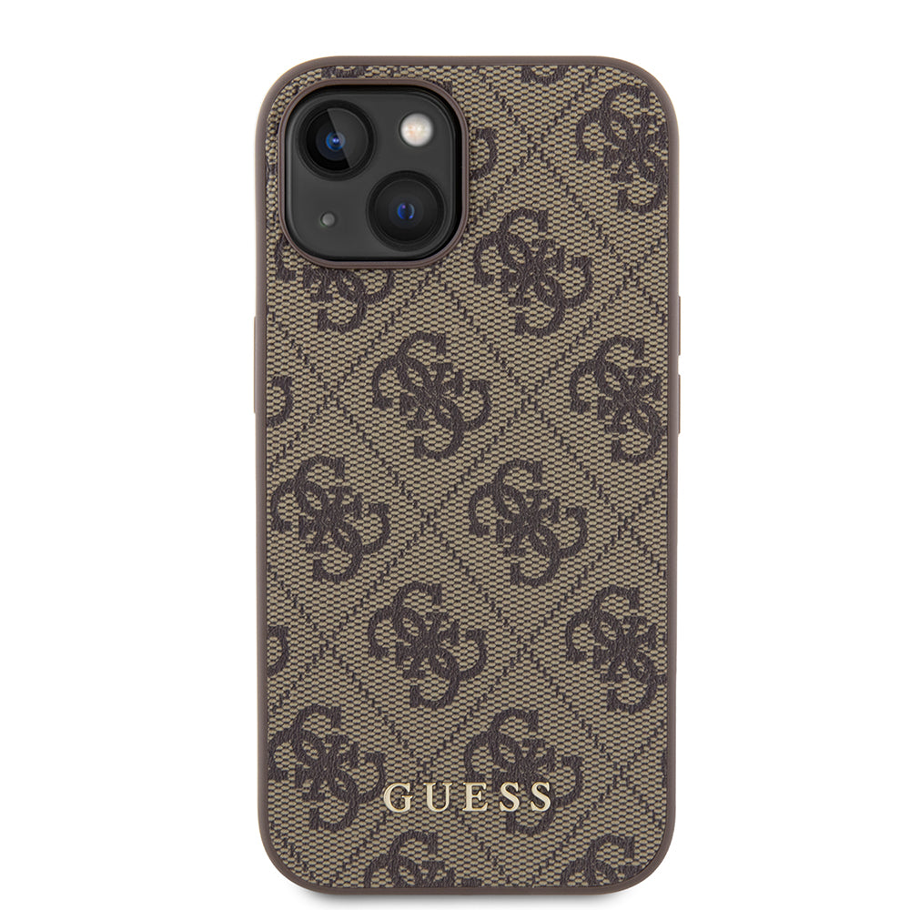 Etui na Apple iPhone 15, Guess, 4G Metal Gold Logo, Brązowy
