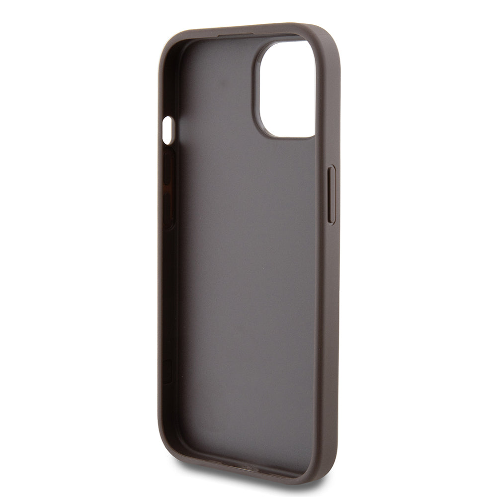 Etui na Apple iPhone 15, Guess, 4G Metal Gold Logo, Brązowy
