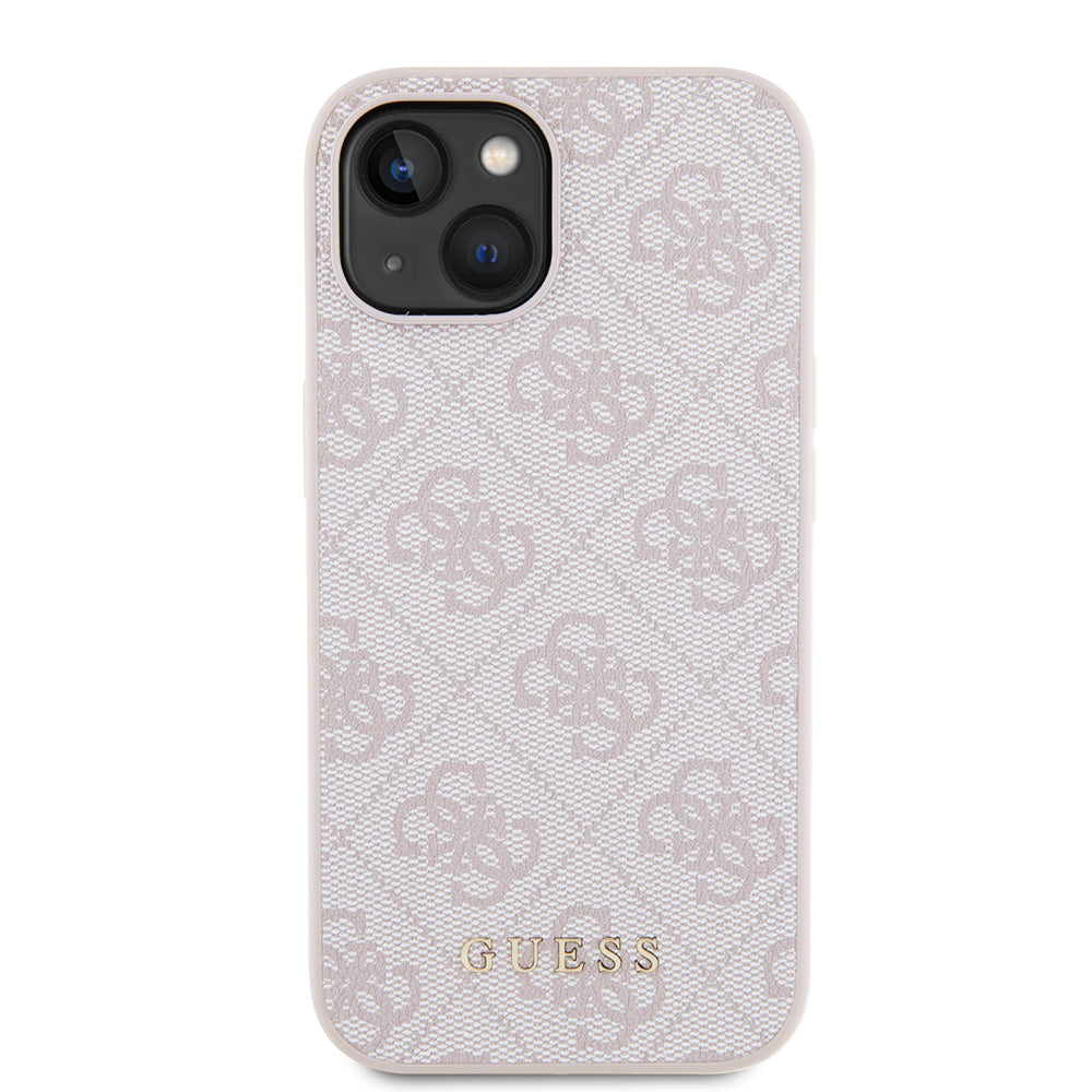 Etui na Apple iPhone 15, Guess, 4G Metal Gold Logo, Różowy