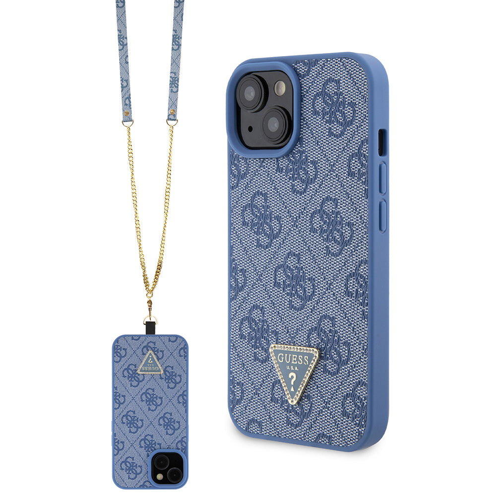 Etui na Apple iPhone 15, Guess, Crossbody 4G Metal Logo, Niebieskie