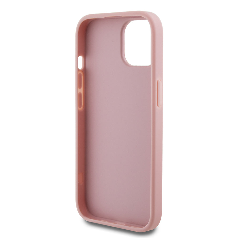 Etui na Apple iPhone 15, Guess, Glitter Big 4G Script, Różowy