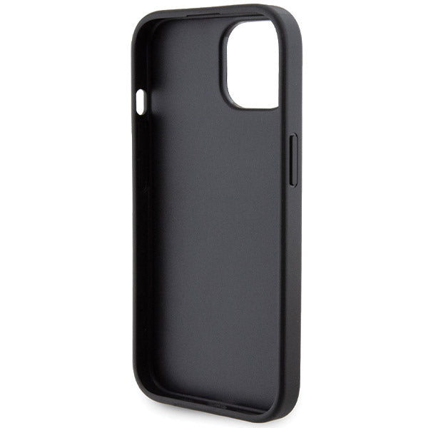 Etui na Apple iPhone 15, Guess, Grip Stand 4G Saffiano Strass, Czarne