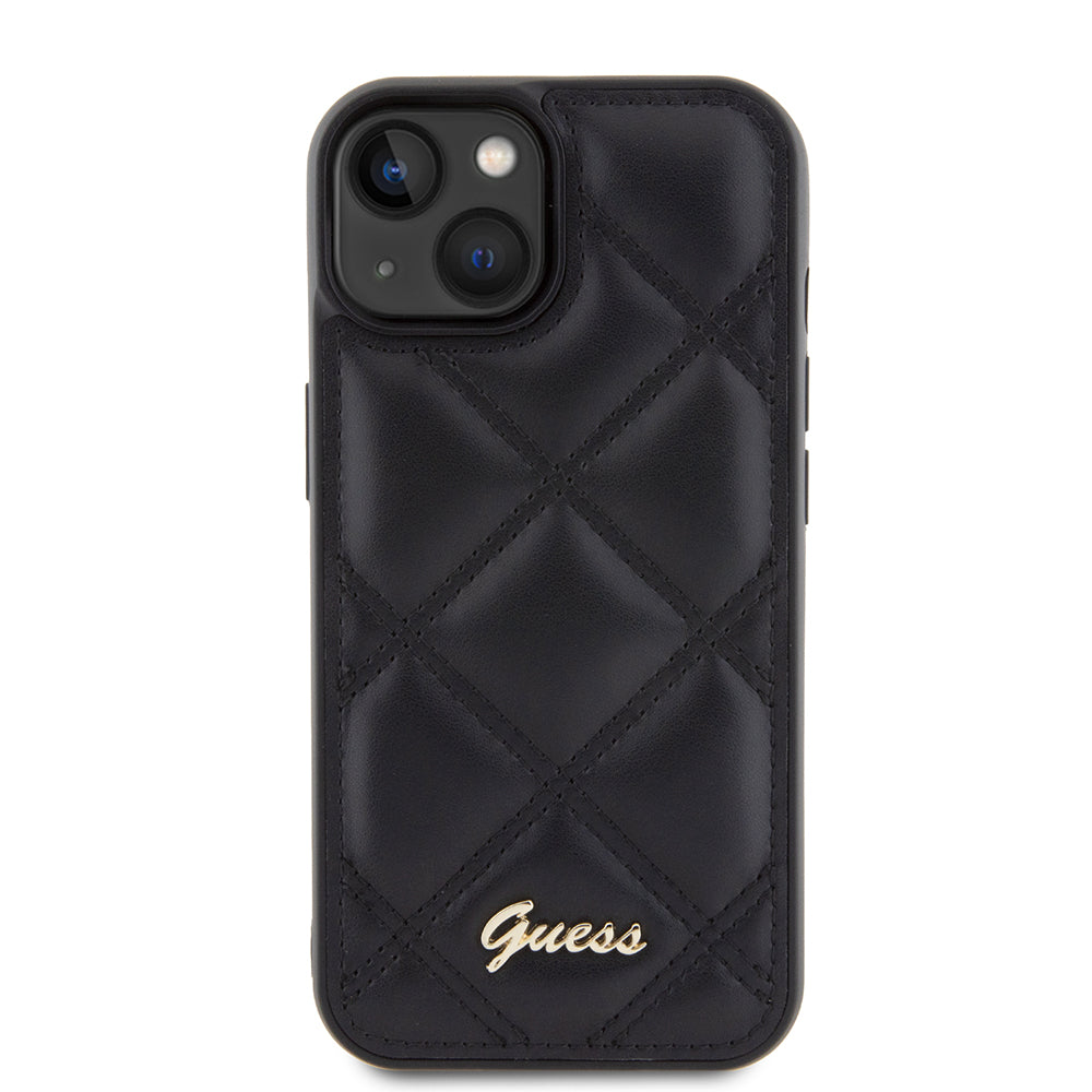 Etui na Apple iPhone 15, Guess, Quilted Metal Logo, Czarne