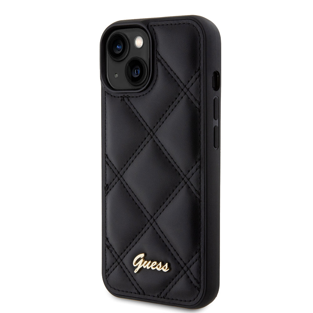 Etui na Apple iPhone 15, Guess, Quilted Metal Logo, Czarne