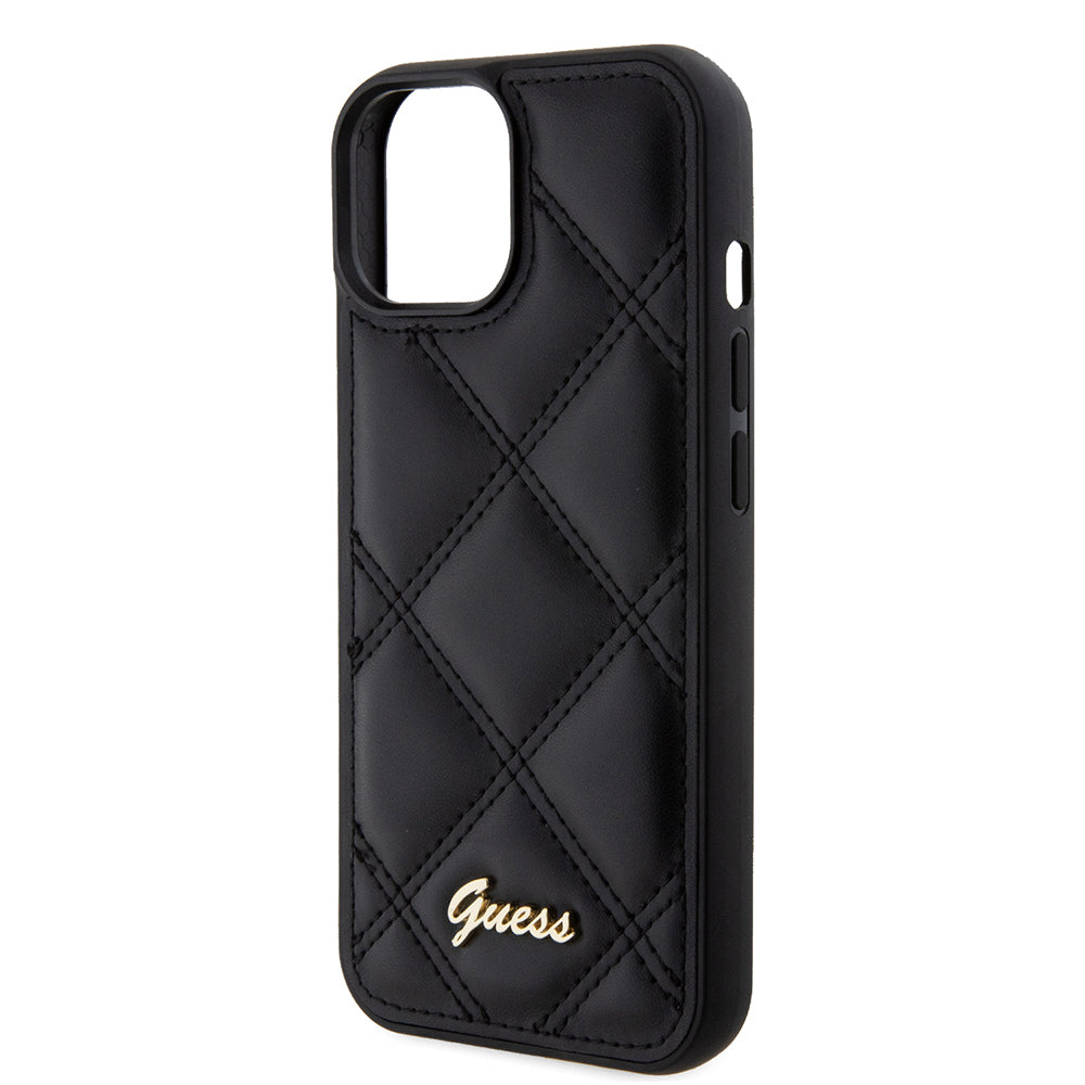 Etui na Apple iPhone 15, Guess, Quilted Metal Logo, Czarne