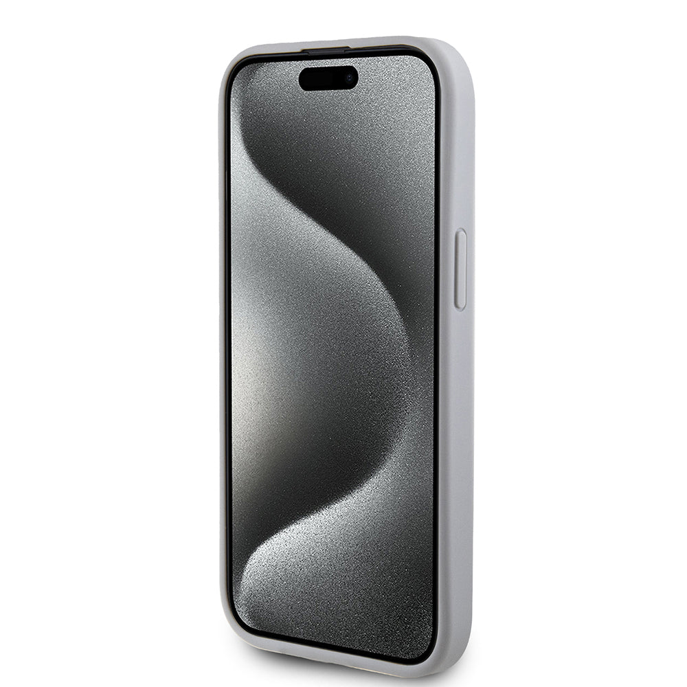 Etui na Apple iPhone 15, Guess, Strass Metal Logo, Srebrne