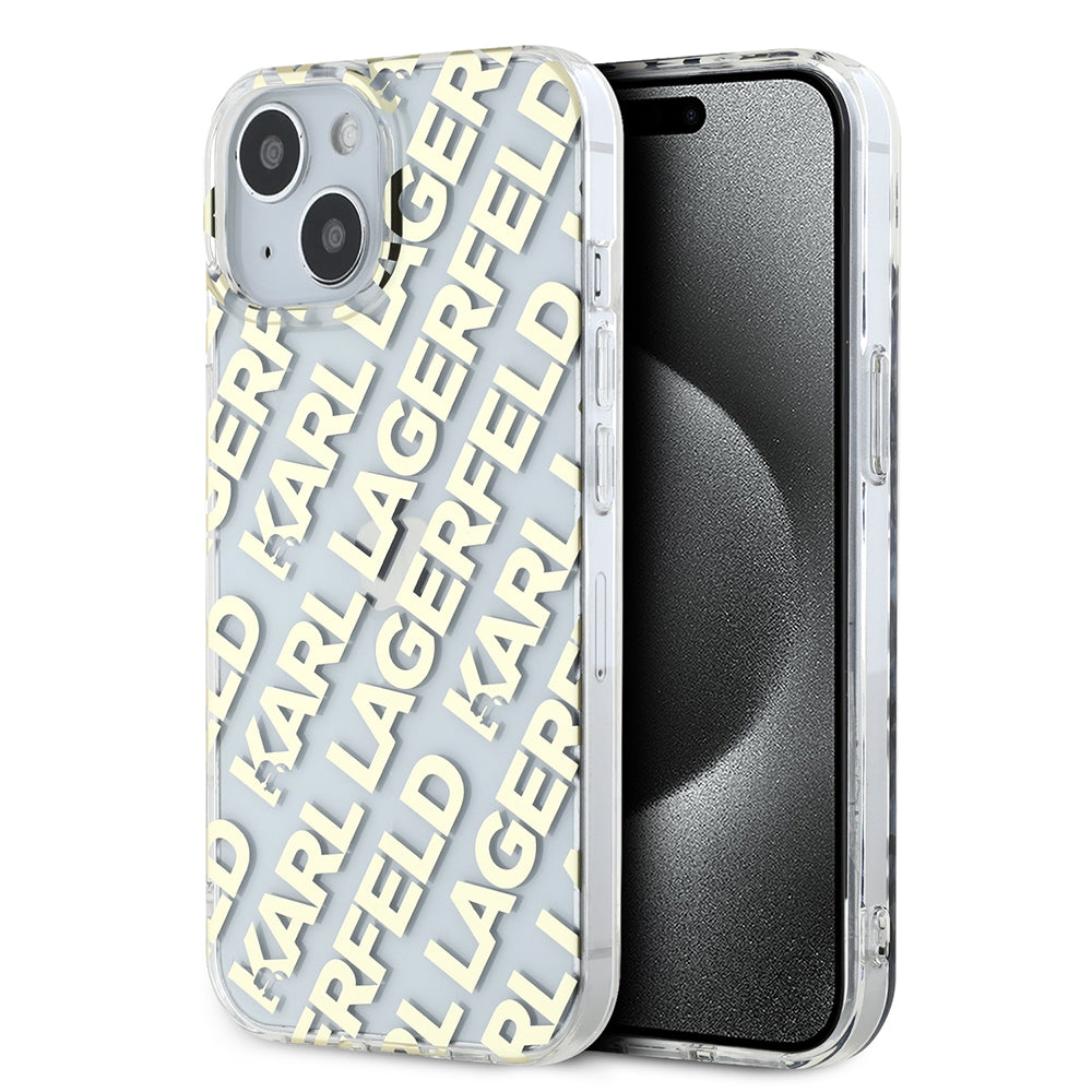 Etui na Apple iPhone 15, Karl Lagerfeld, IML Luxury Gold Fullover Logo, Złote
