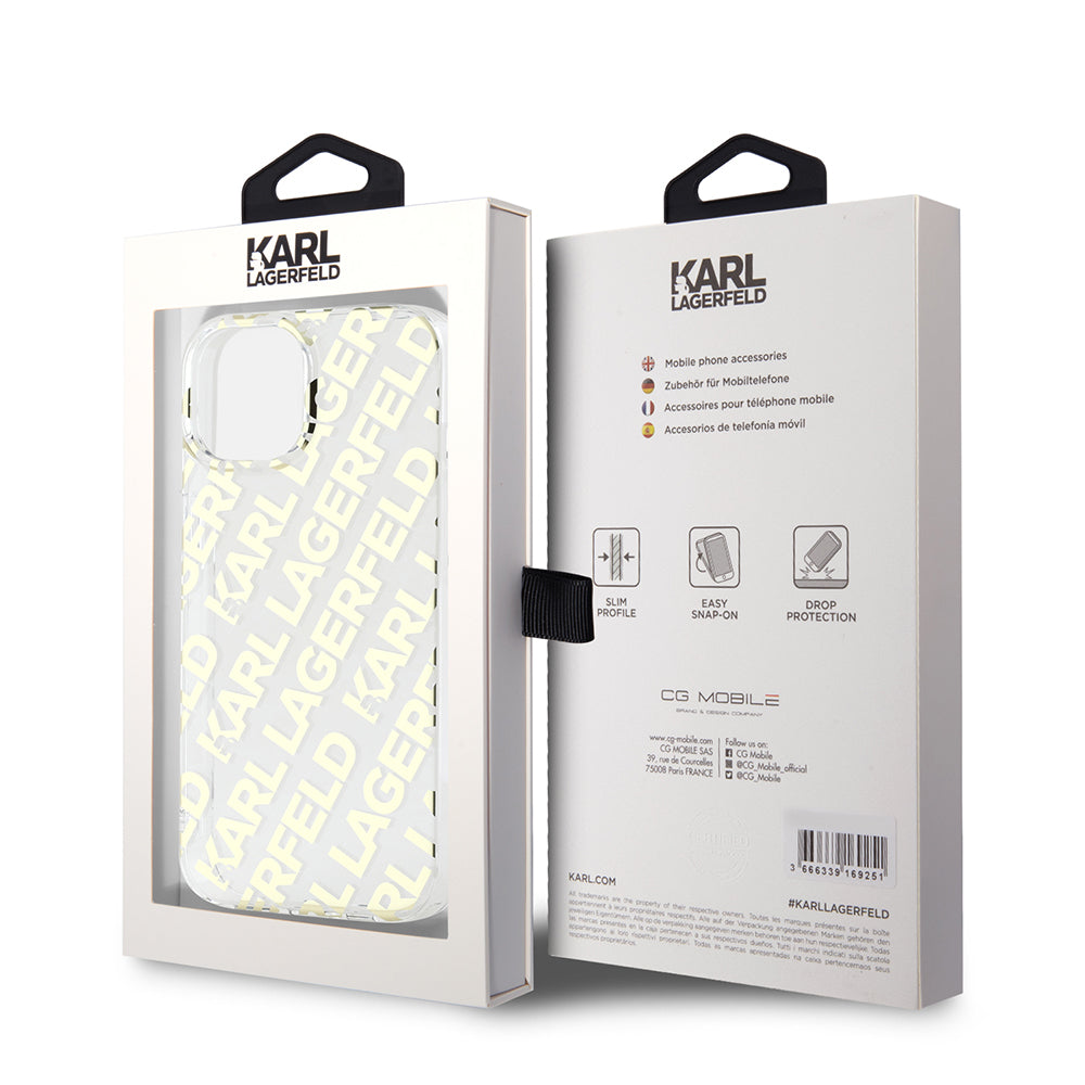 Etui na Apple iPhone 15, Karl Lagerfeld, IML Luxury Gold Fullover Logo, Złote