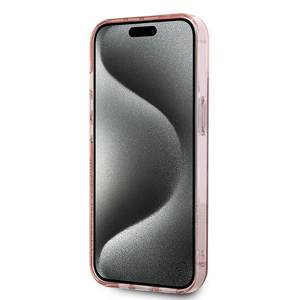 Etui na Apple iPhone 15, Karl Lagerfeld, IML Luxury Monogram Choupette's Head, Różowy