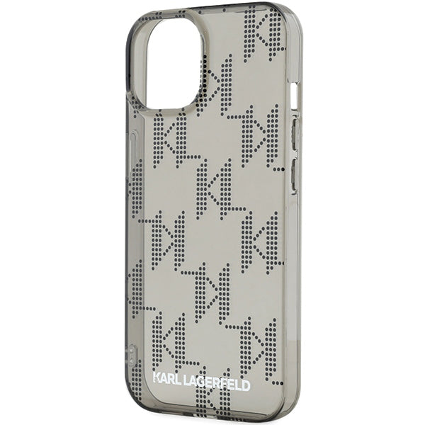Etui na Apple iPhone 15, Karl Lagerfeld, IML Luxury Monogram KL Pattern with Strap, Czarne
