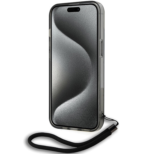 Etui na Apple iPhone 15, Karl Lagerfeld, IML Luxury Monogram KL Pattern with Strap, Czarne