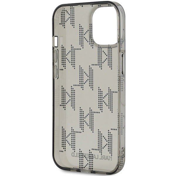 Etui na Apple iPhone 15, Karl Lagerfeld, IML Luxury Monogram KL Pattern with Strap, Czarne