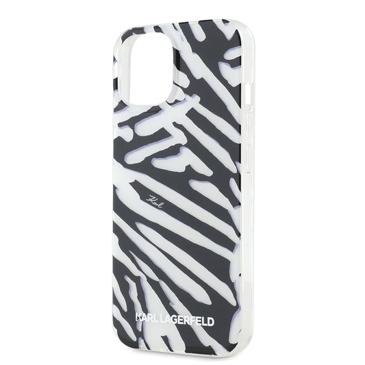 Etui na Apple iPhone 15, Karl Lagerfeld, IML Luxury Zebra Pattern with Strap, Czarne