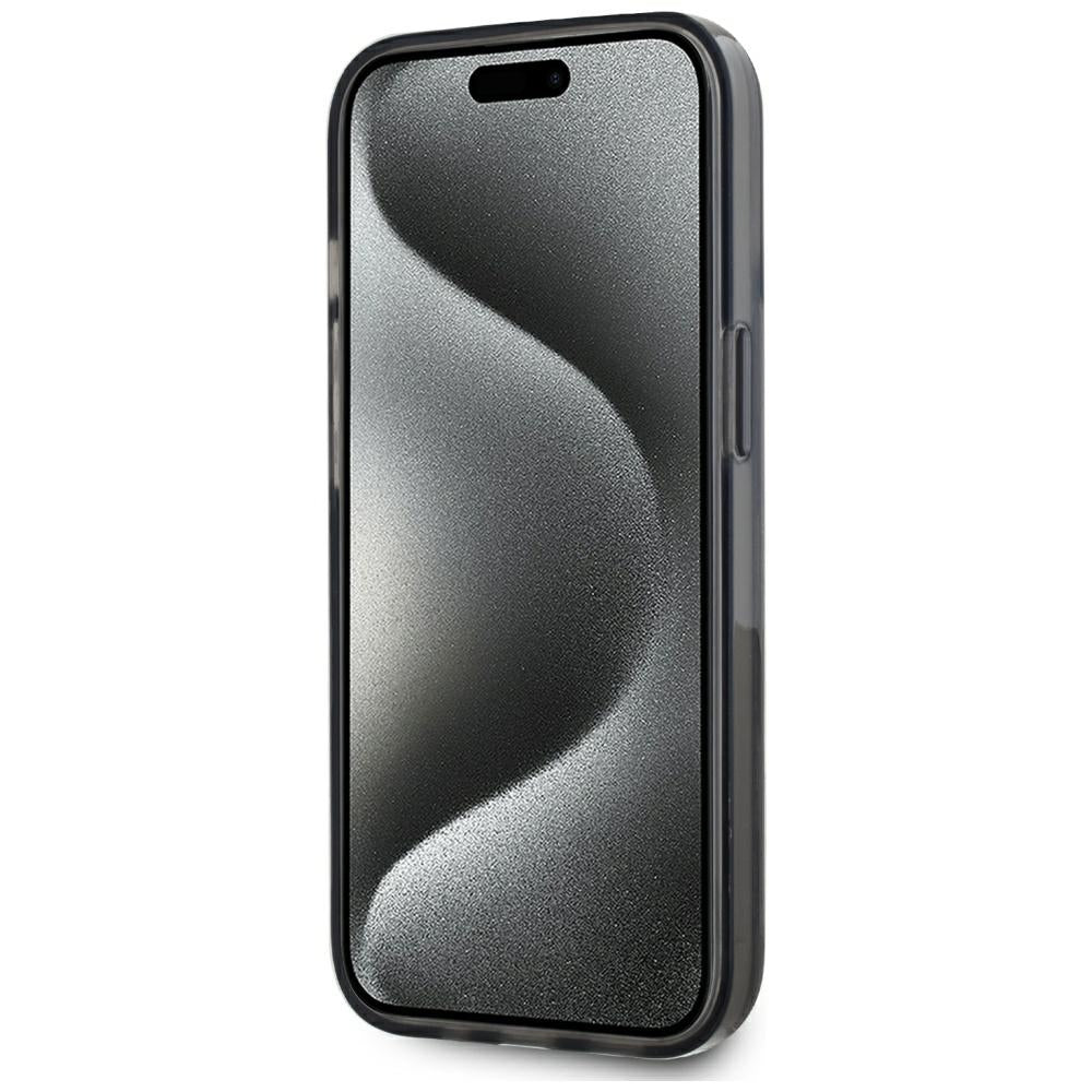 Etui na Apple iPhone 15, Karl Lagerfeld, Liquid Glitter Monogram, Czarne