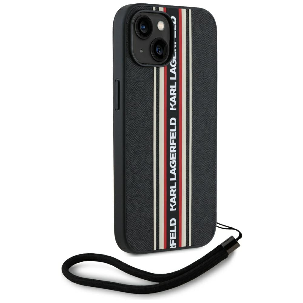 Etui na Apple iPhone 15, Karl Lagerfeld, Saffiano Athleisure Stripes with Strap, Rosie