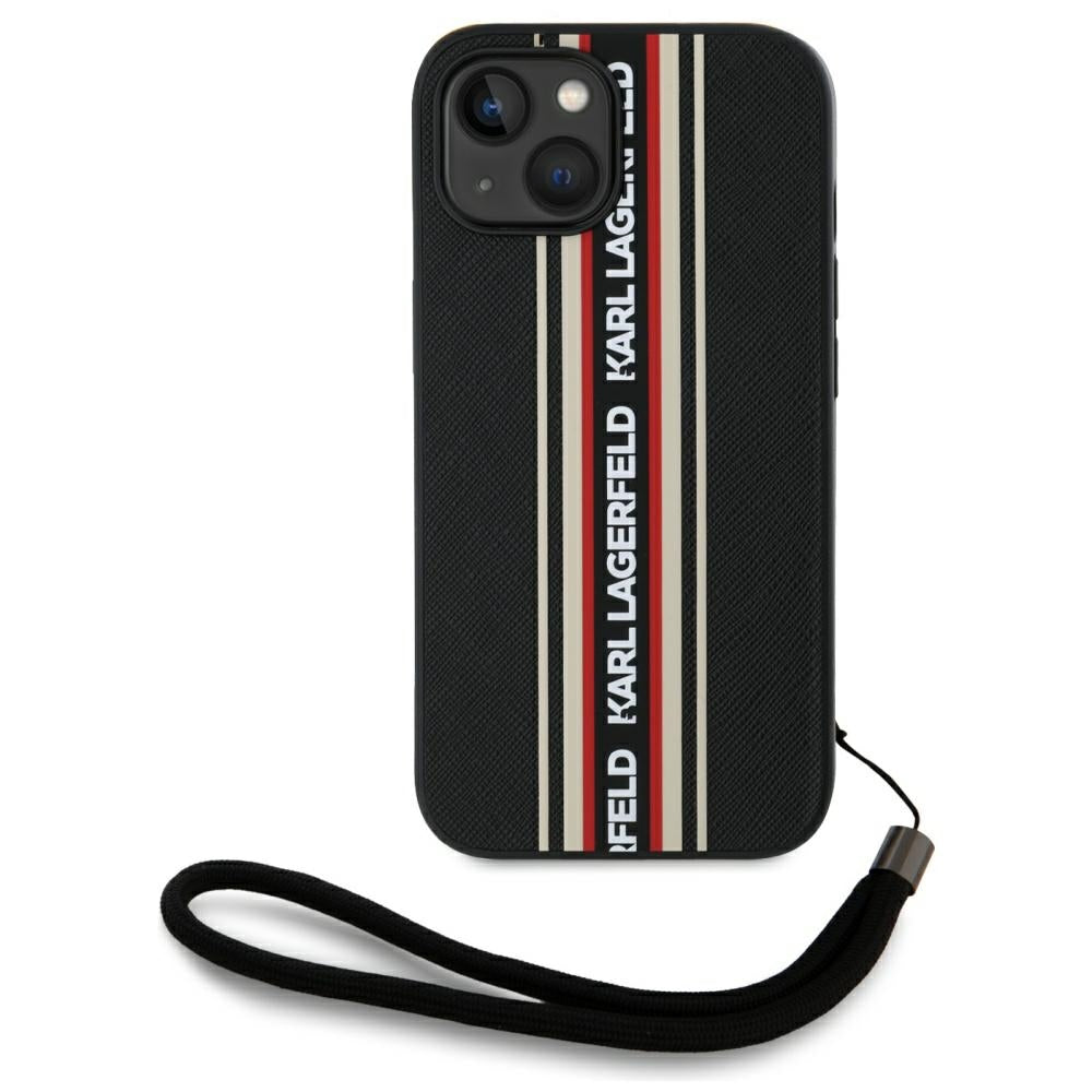 Etui na Apple iPhone 15, Karl Lagerfeld, Saffiano Athleisure Stripes with Strap, Rosie