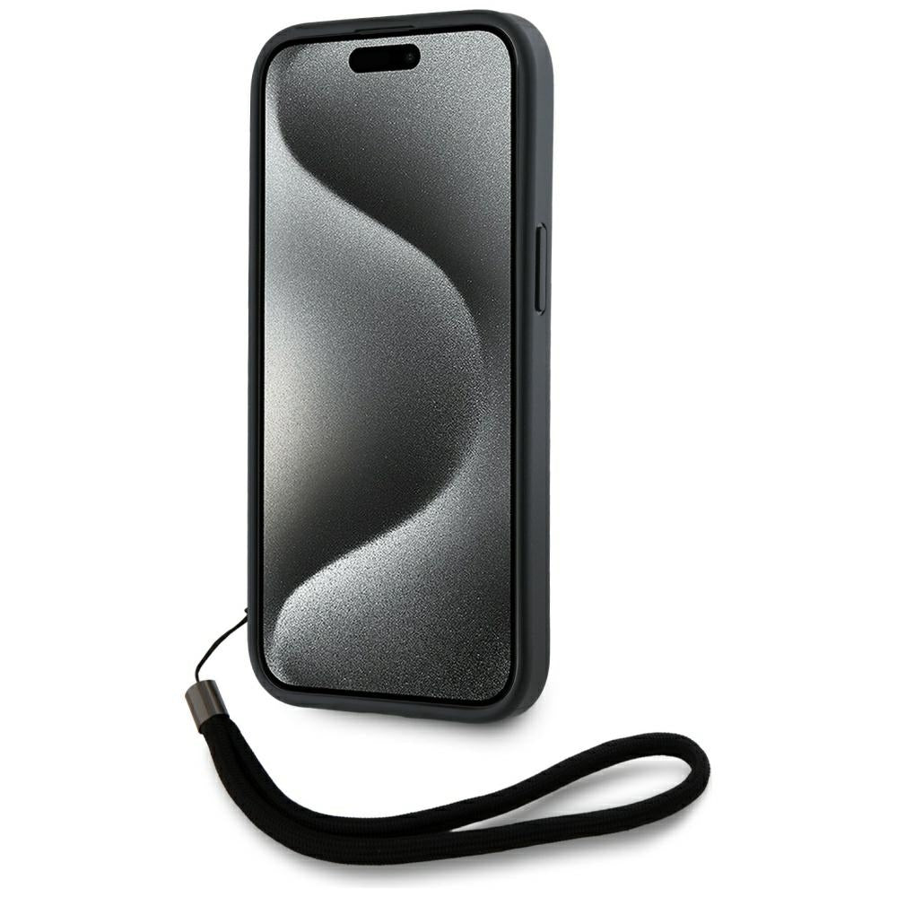 Case for Apple iPhone 15, Karl Lagerfeld, Saffiano Athleisure Stripes with Strap, Pink