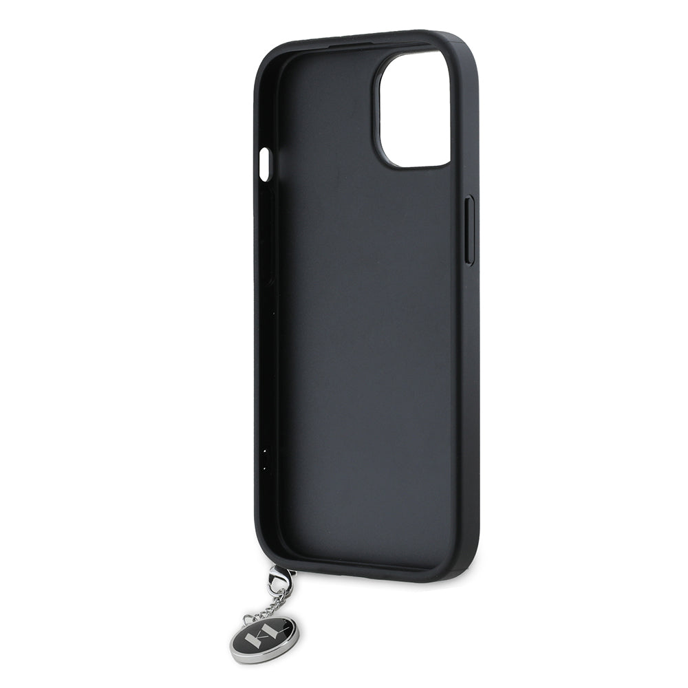 Etui na Apple iPhone 15, Karl Lagerfeld, Saffiano Rhinestones & Charm, Czarne