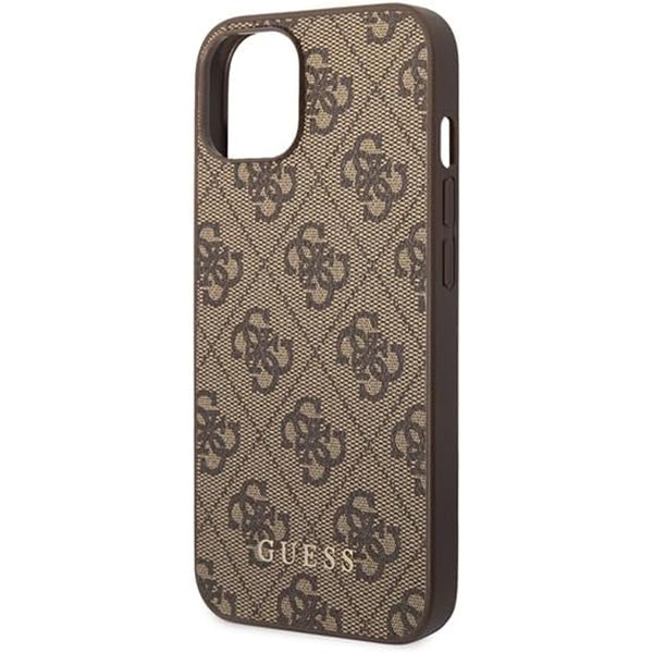 Etui na Apple iPhone 15 Plus, Guess, 4G Metal Gold Logo, Brązowy
