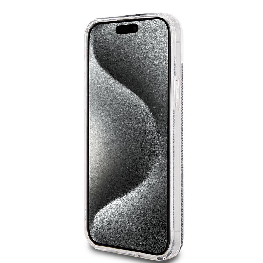 Etui na Apple iPhone 15 Plus, Guess, IML 4G Gold Stripe, Czarne