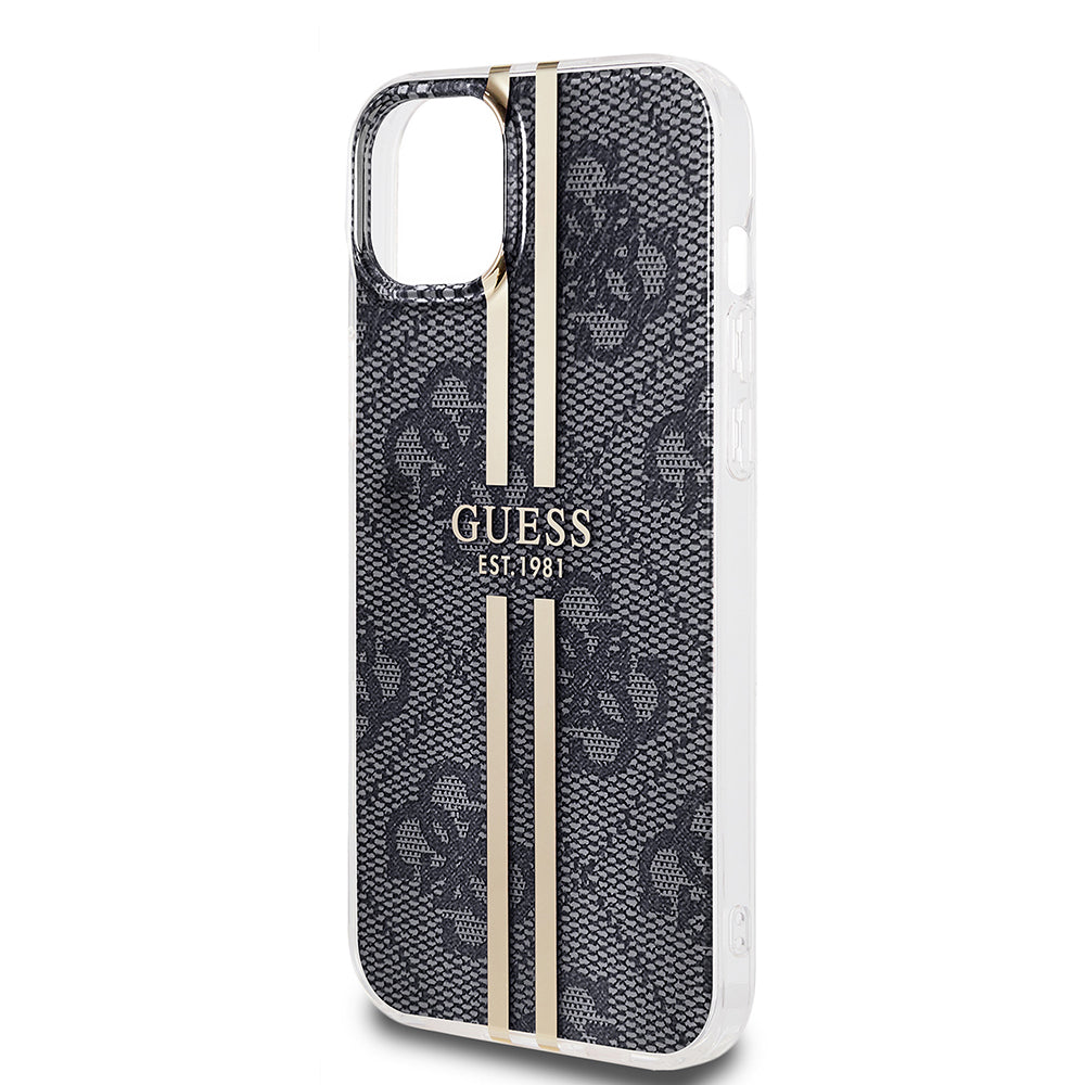 Etui na Apple iPhone 15 Plus, Guess, IML 4G Gold Stripe, Czarne