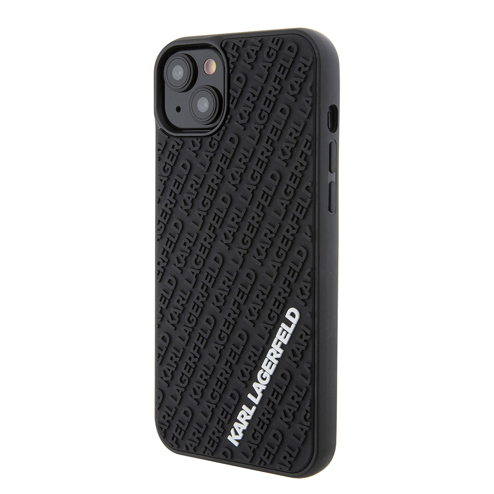 Case for Apple iPhone 15 Plus, Karl Lagerfeld, 3D Rubber Multi Logo, Black