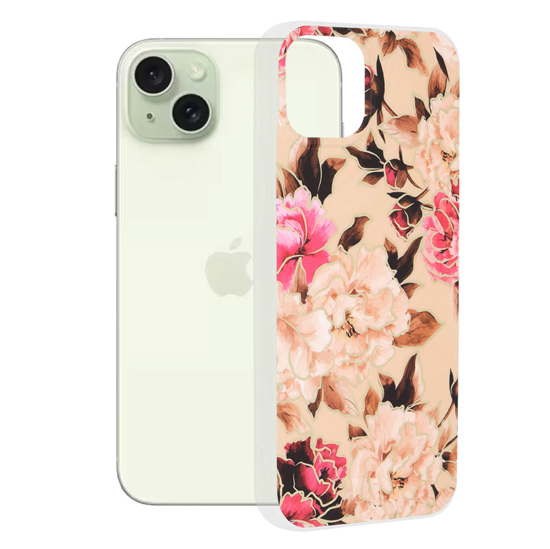 Etui na Apple iPhone 15 Plus, Techsuit, Marble, Beżowe