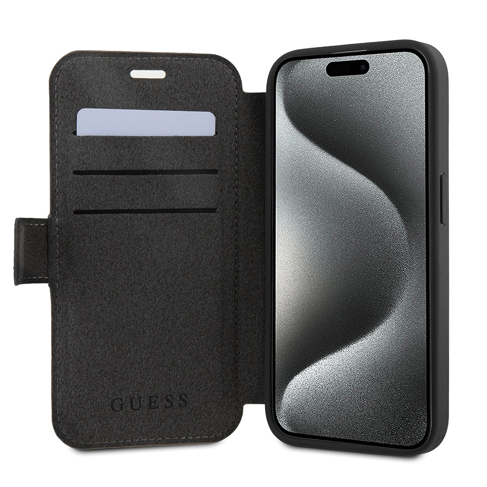 Etui na Apple iPhone 15 Pro, Guess, 4G Book, Szare
