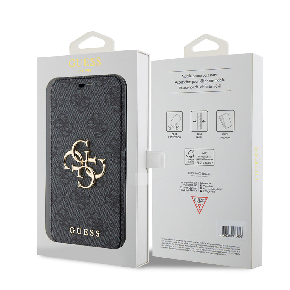 Etui na Apple iPhone 15 Pro, Guess, 4G Book, Szare