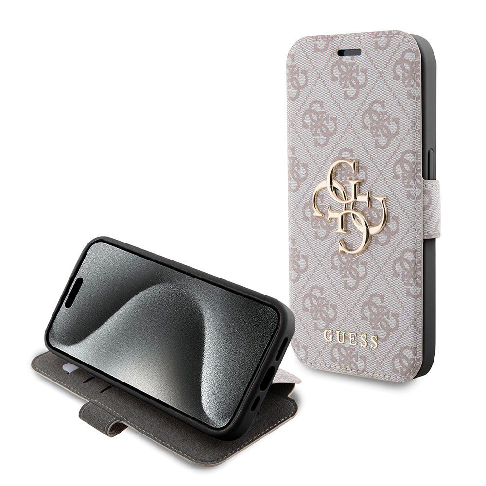 Etui na Apple iPhone 15 Pro, Guess, 4G Book, Różowy
