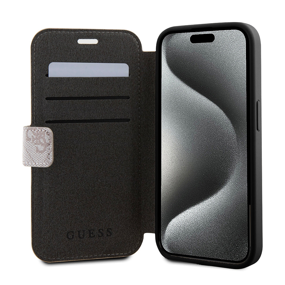 Etui na Apple iPhone 15 Pro, Guess, 4G Book, Różowy