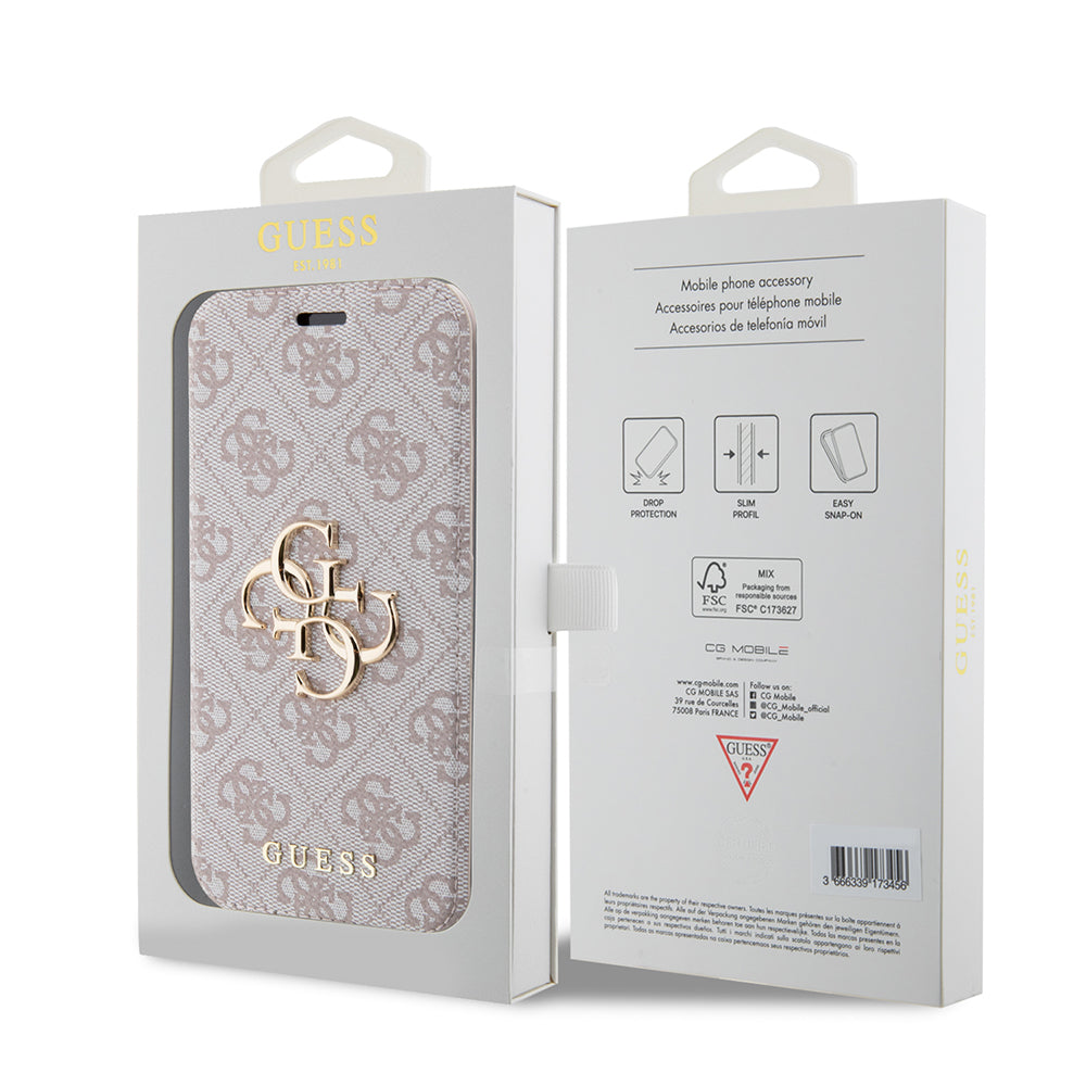 Etui na Apple iPhone 15 Pro, Guess, 4G Book, Różowy