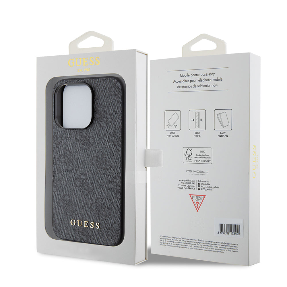 Etui na Apple iPhone 15 Pro, Guess, 4G Metal Gold Logo, Szare