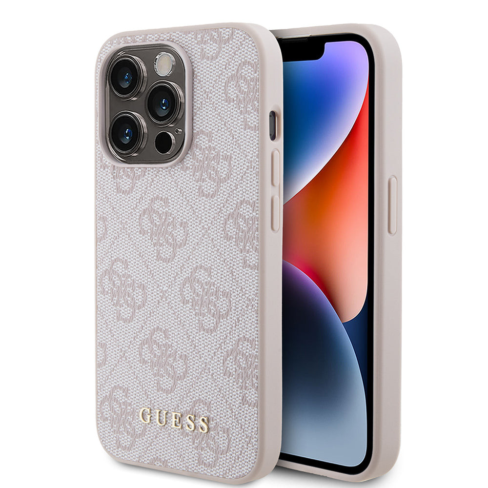 Case for Apple iPhone 15 Pro, Guess, 4G Metal Gold Logo, Pink