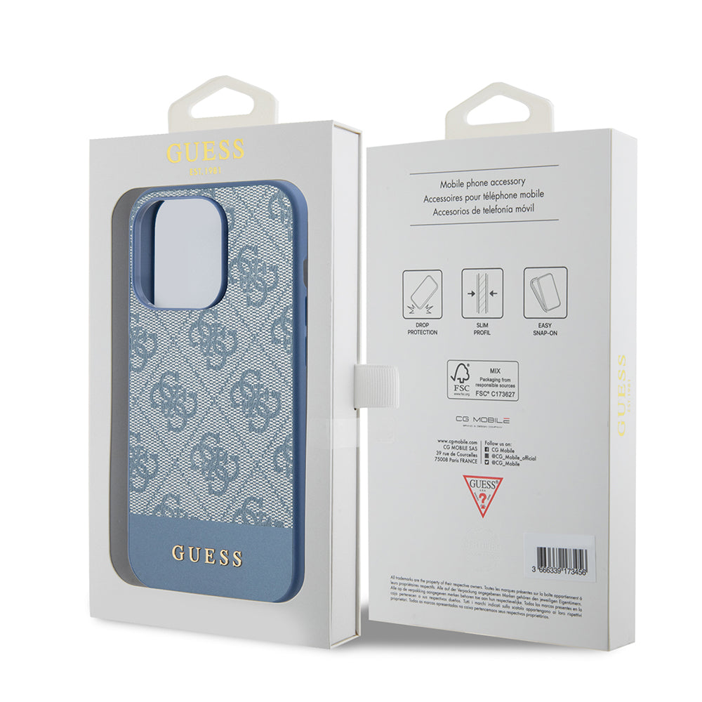 Etui na Apple iPhone 15 Pro, Guess, 4G Stripe, Niebieskie