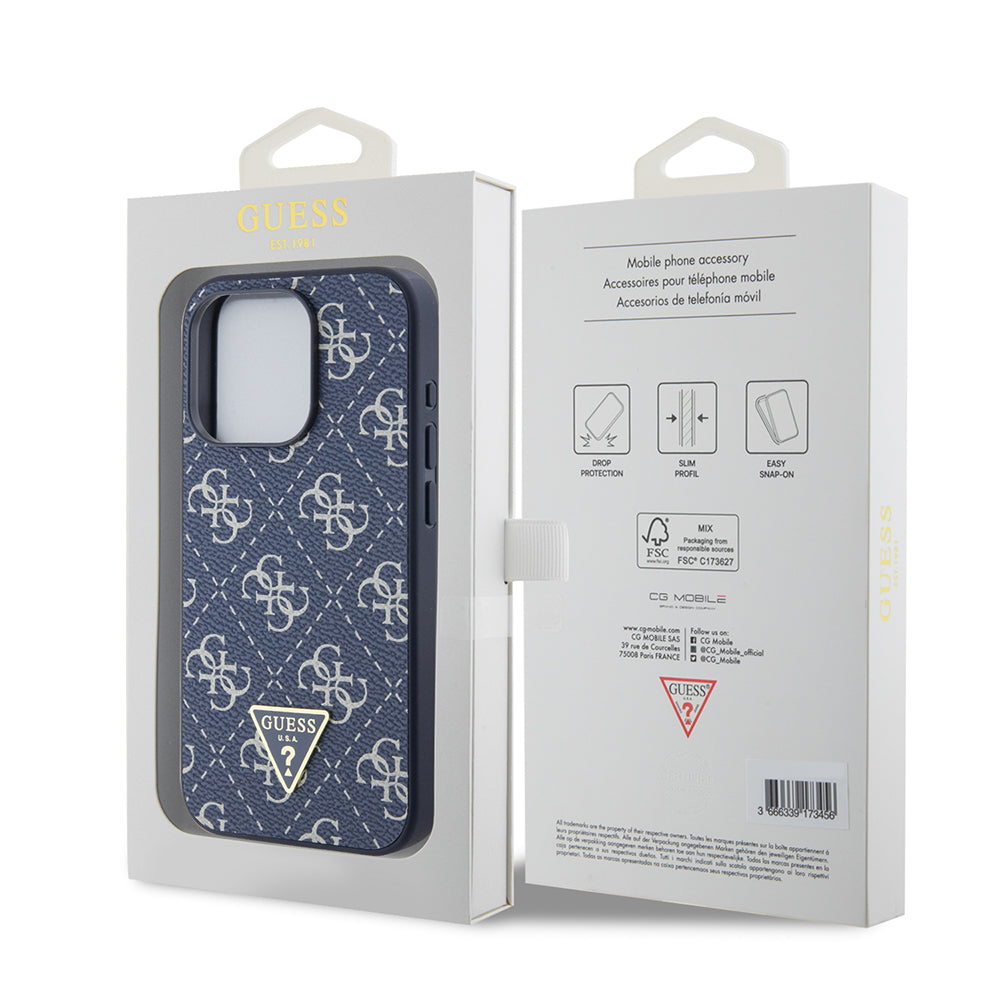 Case for Apple iPhone 15 Pro, Guess, 4G Triangle Logo, Blue