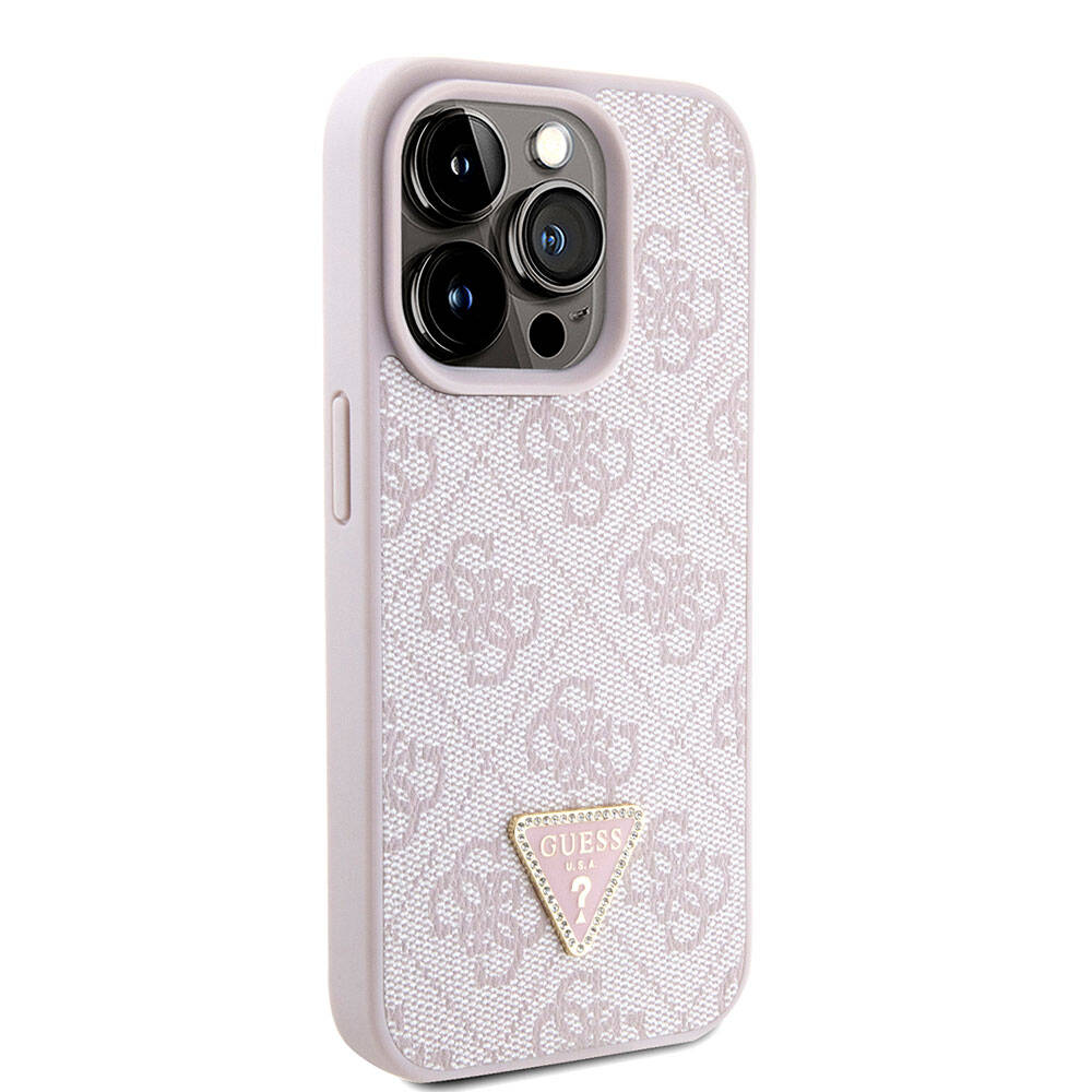 Etui dla Apple iPhone 15 Pro, Guess, Crossbody 4G Metal Logo, Różowy