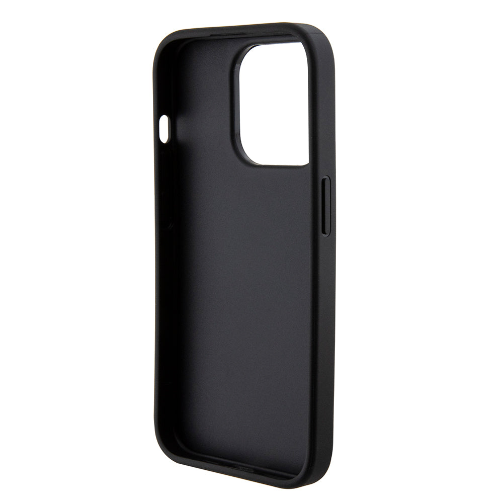 Etui na Apple iPhone 15 Pro, Guess, Grip Stand 4G Saffiano Strass, Czarne