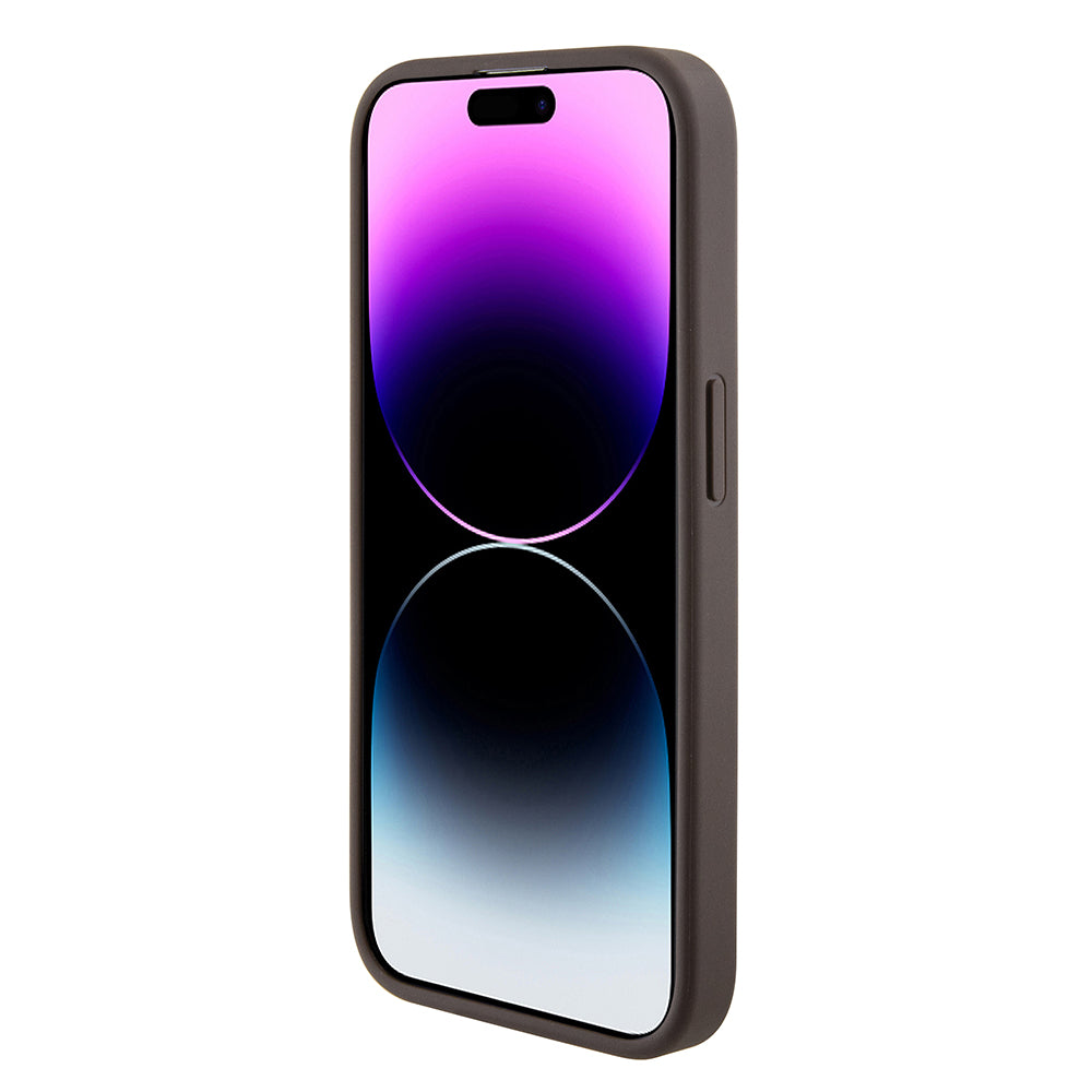 Etui na Apple iPhone 15 Pro, Guess, Grip Stand 4G Triangle Strass, Brązowy