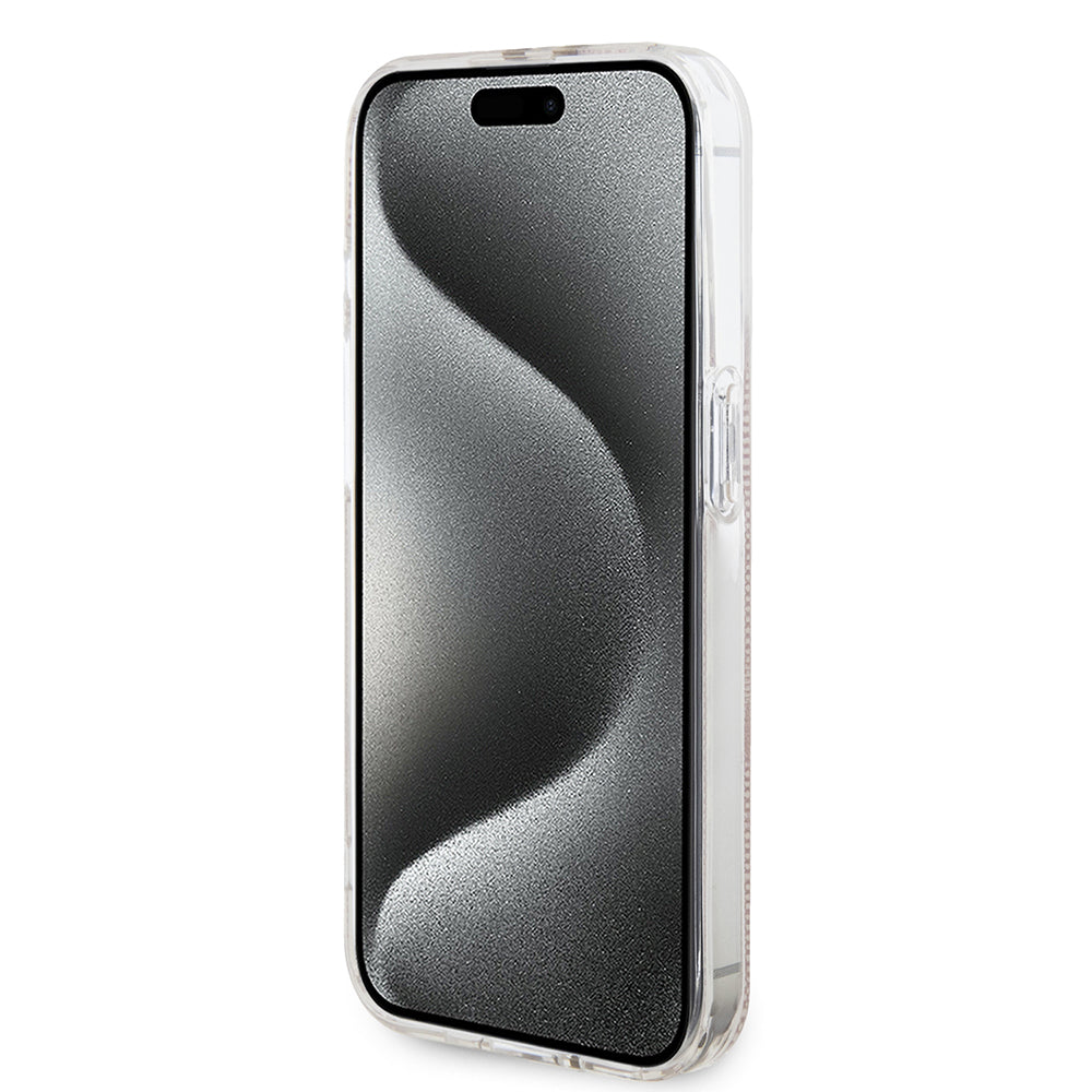 Etui na Apple iPhone 15 Pro, Guess, IML 4G Gold Stripe, Różowy