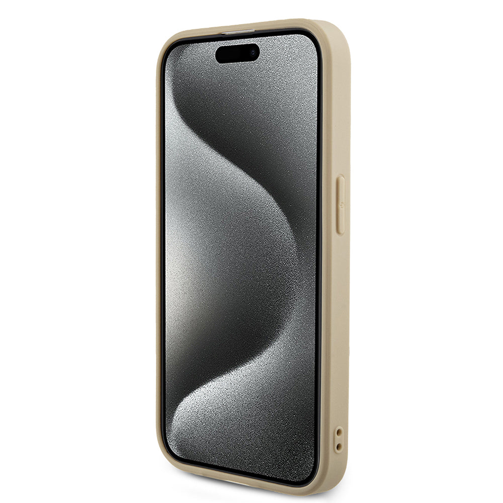 Etui na Apple iPhone 15 Pro, Guess, Saffiano Iridescent Script, Złote