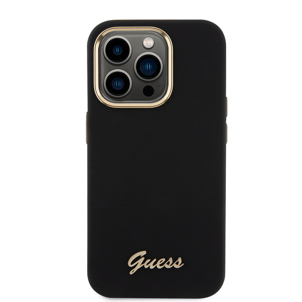 Etui na Apple iPhone 15 Pro, Guess, Script Metal Logo & Frame, Czarne