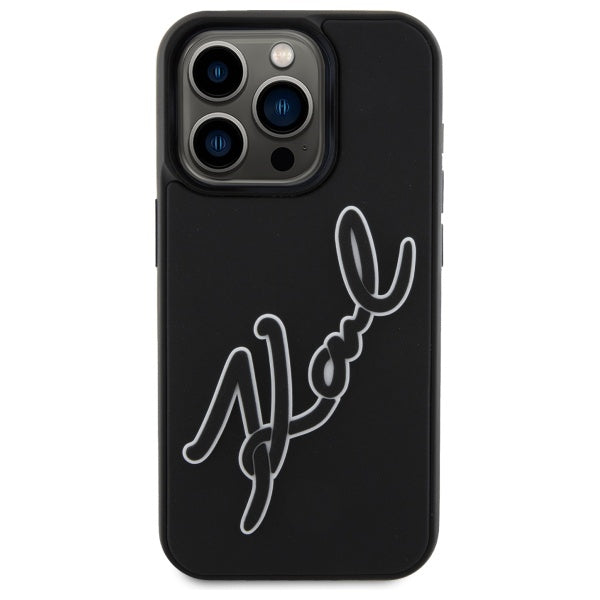 Etui na Apple iPhone 15 Pro, Karl Lagerfeld, 3D Rubber Signature, Czarne
