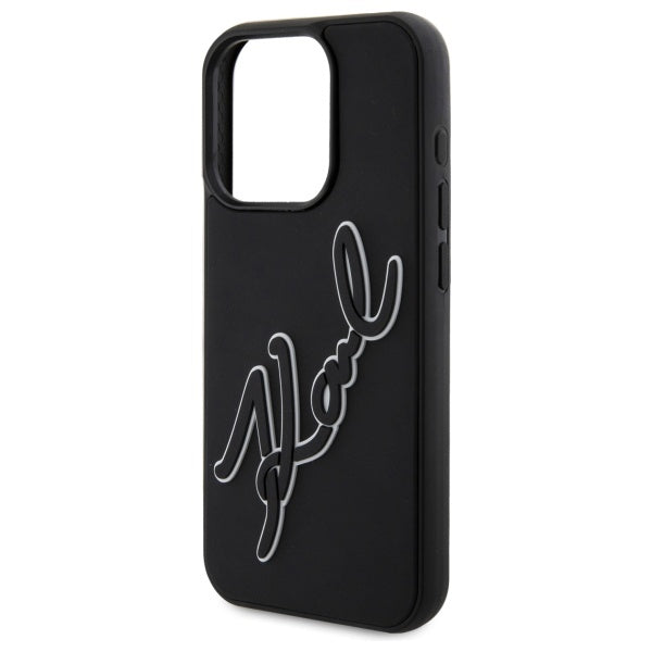 Etui na Apple iPhone 15 Pro, Karl Lagerfeld, 3D Rubber Signature, Czarne