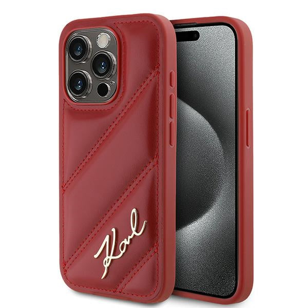 Etui na Apple iPhone 15 Pro, Karl Lagerfeld, Diagonal Quilted Script, Rosie